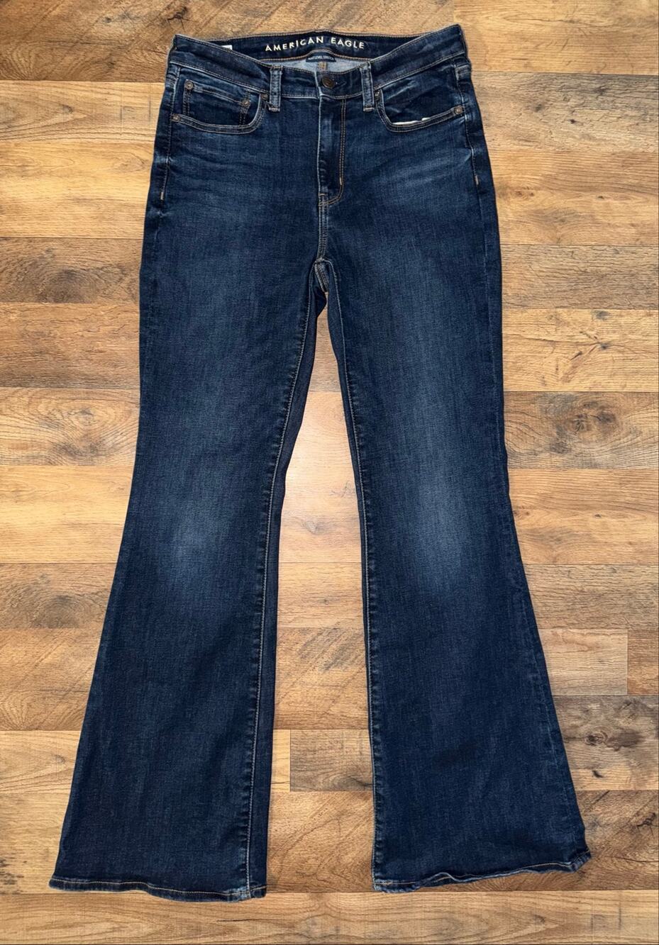 American Eagle next level flex women’s super high blue flare jeans